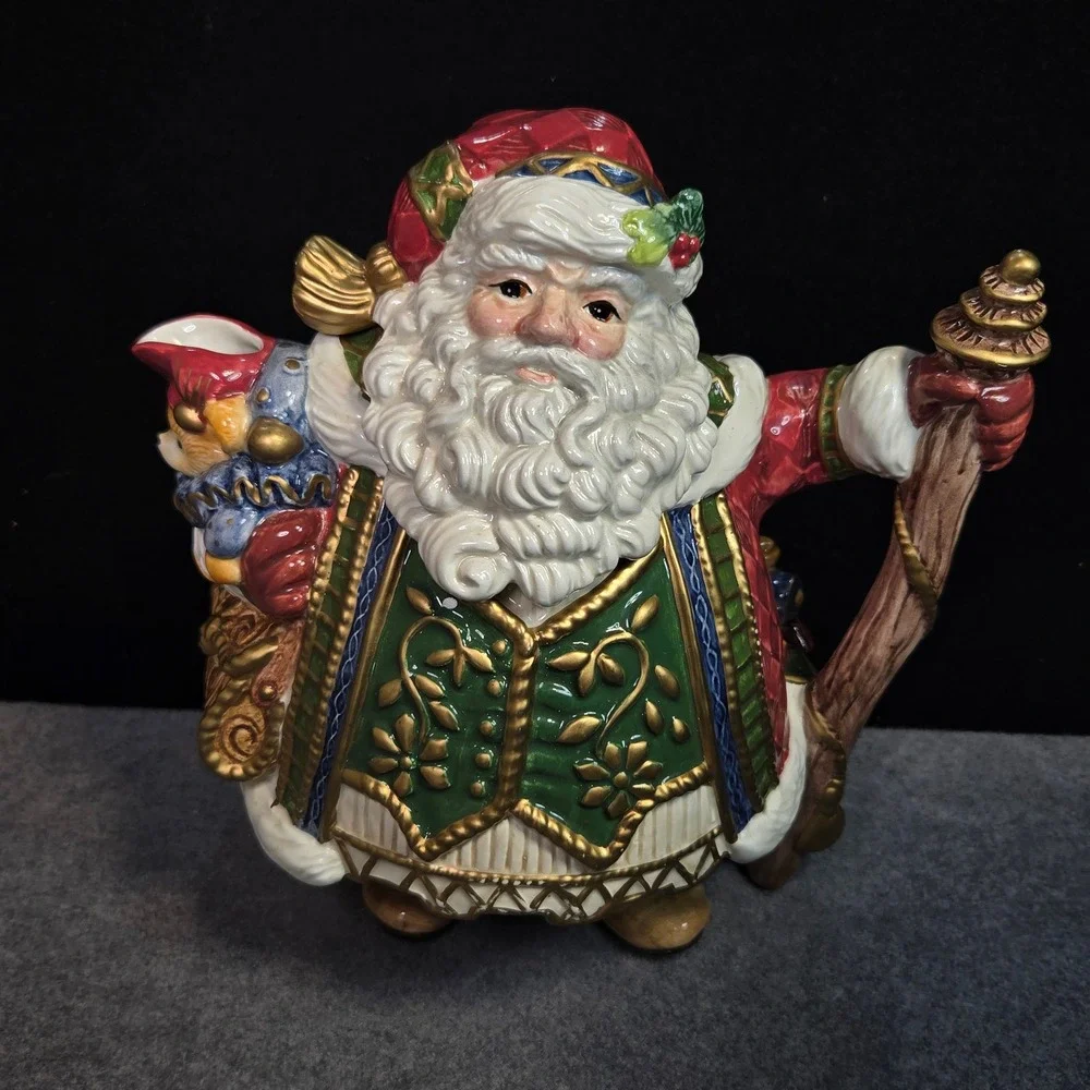 Vintage Fitz and Floyd Classics Santa Teapot Handcrafted‎ Christmas Decor & Box